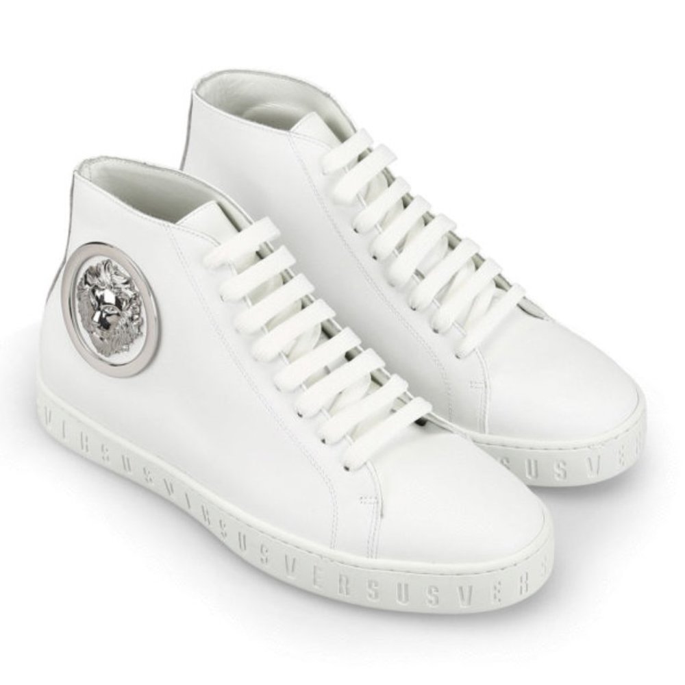 Versace Leather Lion Head High Top Sneakers